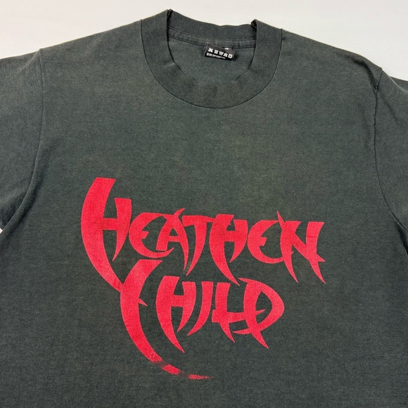 Vtg Heathen Child Band T-Shirt Sz Small 90s Metal Single Stitch Double Sided B3 - Picture 4 of 8